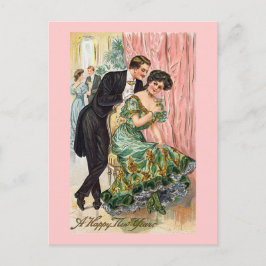 Vintages Glück im neuen Jahr Feiertagspostkarte