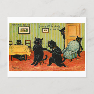 Vintages Glück Schwarze Katzen Glück in der Liebe Postkarte