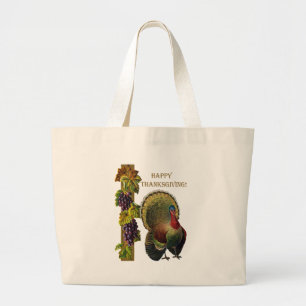 Vintages Glück Thanksgiving Türkei Jumbo Stoffbeutel