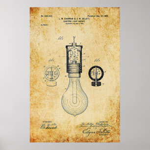 Vintages Glühlampe-Patent Poster