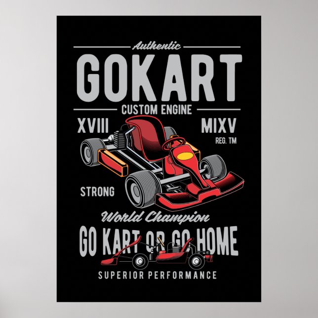Vintages Go-Kart-Racing-Logo Poster (Vorne)