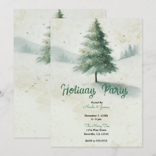 Vintages Gold Aquarell Weihnachten Pine Tree Party Einladung