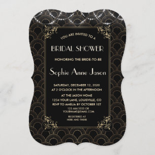 Vintages Gold Art Deco Fleur-de-lis Brautparty Einladung