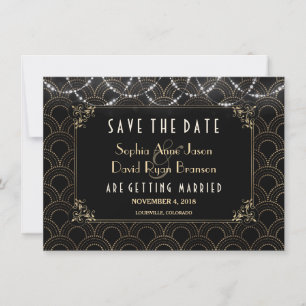 Vintages Gold Art Deco Fleur-de-lis Save the Date