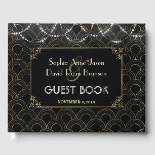 Vintages Gold Art Deco Fleur-de-lis Wedding Gästebuch