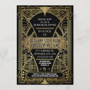 Vintages Gold Art Deco Probe Abendessen Einladung
