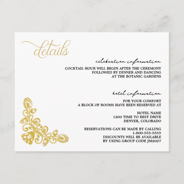 Vintages Gold Begleitkarte (Vorderseite)