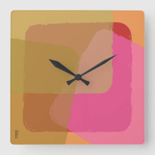 Vintages Gold Beige Rosa Orange Abstrakt Quadratische Wanduhr