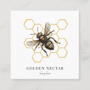 Vintages Gold Biene Logo Honeybeeper Quadratische Visitenkarte