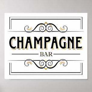 Vintages Gold CHAMPAGNE BAR Sign Print Poster