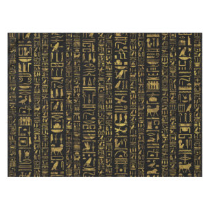 Vintages Gold der ägyptischen Hieroglyphen auf Tischdecke