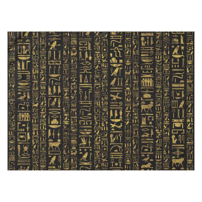 Vintages Gold der ägyptischen Hieroglyphen auf Tischdecke (Vorderseite (Horizontal))