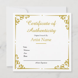 Vintages Gold-Echtheitszertifikat für Kunst