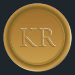 Vintages Gold Elegante Monogram Wax Siegel Runder Aufkleber<br><div class="desc">Vintages Gold Elegante Monogram Wax Siegel</div>