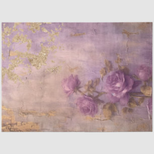 Vintages Gold Englische Rose lila Goldfolie Seidenpapier