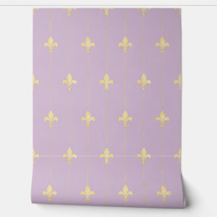 Vintages Gold Fleur-de-Lis Lilac (in kleinem Maßst Tapete