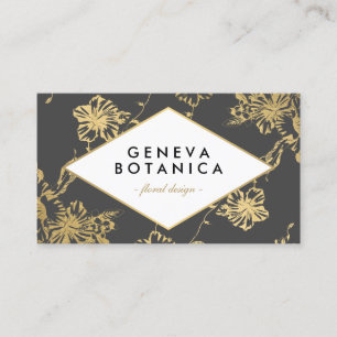 Vintages Gold Floral Muster auf Dunkelgrau Designe Visitenkarte