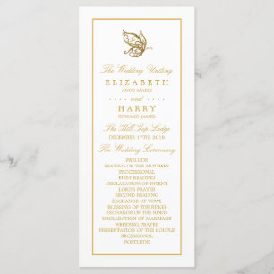 Vintages Gold Glitzer Butterfly-Hochzeitsprogramm Programm