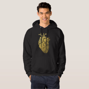 Vintages Gold Heart Men Hooded Sweatshirt