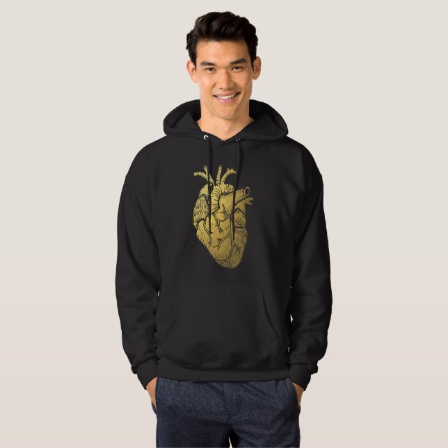 Vintages Gold Heart Men Hooded Sweatshirt (Vorne ganz)