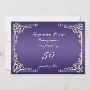Vintages Gold Lila Scrolls 50 Jahre alt Einladung
