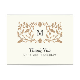 Vintages Gold mit Blumen Dankeskarte