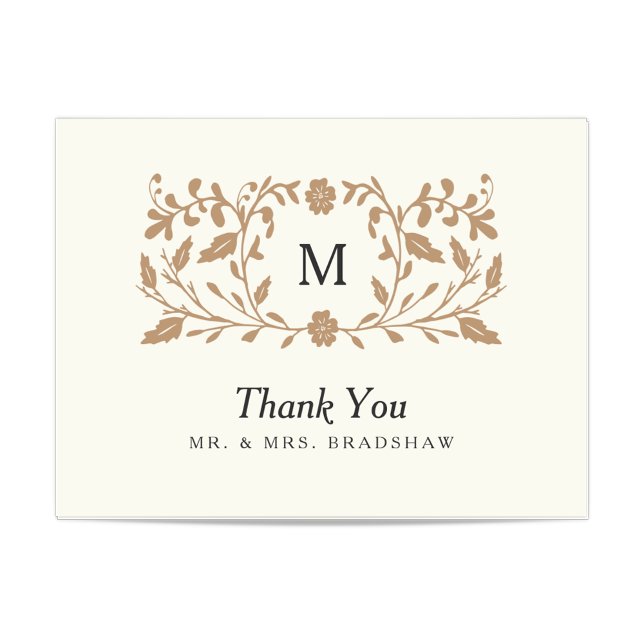 Vintages Gold mit Blumen Dankeskarte (Von Creator hochgeladen)