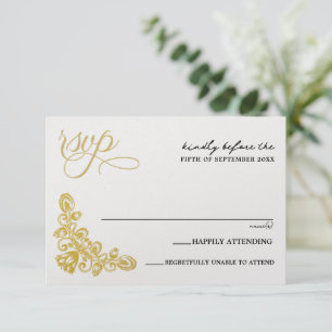 Vintages Gold RSVP Karte