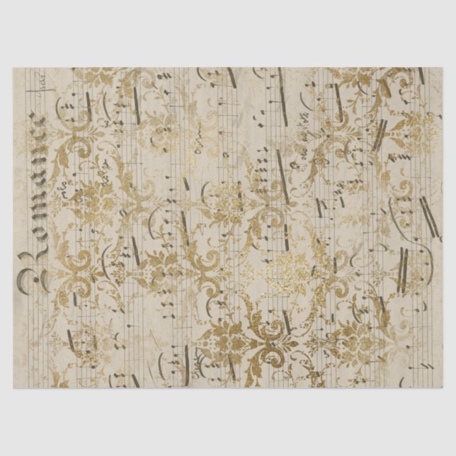 Vintages Gold Sheet Music Tissue Paper Seidenpapier (Vorderseite)