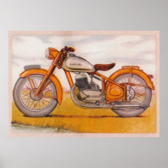 Vintages Gold-Socovel-Motorrad drucken Poster (Vorne)