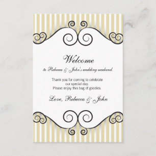 Vintages Gold Striped Hochzeits-Willkommens-Karte Begleitkarte