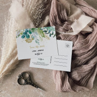 Vintages Gold und grüne Eukalyptus Save the Date