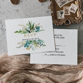 Vintages Gold und grüne Eukalyptus Wedding Rsvp Karte