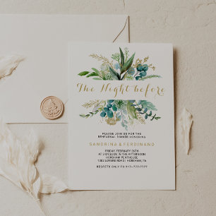 Vintages Gold und grüne Eukalyptusblume Einladung