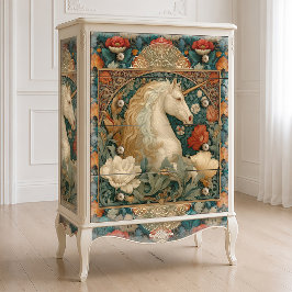 Vintages Gold und Jade Art Nouveau Einhorn Seidenpapier