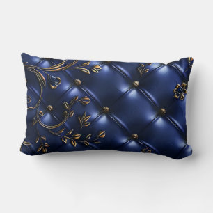 Vintages Gold und Navy Blue Velvet Lendenkissen
