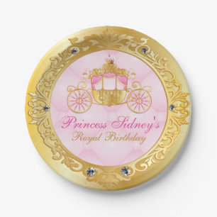 Vintages Gold und rosa Prinzessin Party Pappteller