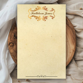 Vintages Gold Verziert | Individuelle Name | Vinta Briefpapier
