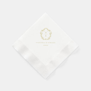 Vintages Gold Wappen Monogram Wedding Serviette