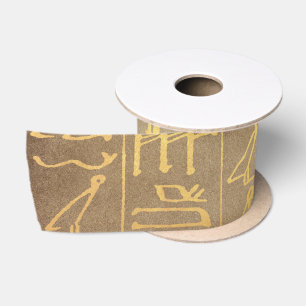 Vintages Goldägyptischer Hieroglyphen-Papier-Druc Satinband