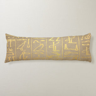 Vintages Goldägyptischer Hieroglyphen-Papier-Druc Seitenschläferkissen