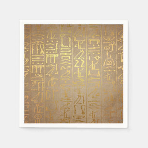 Vintages Goldägyptischer Hieroglyphen-Papier-Druc Serviette