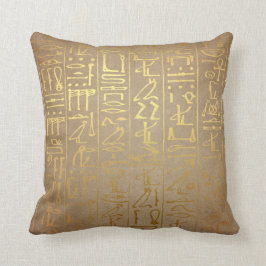 Vintages Goldägyptischer Hieroglyphen-Papier-Druck Kissen