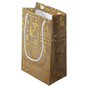 Vintages Goldägyptischer Hieroglyphen-Papier-Druck Kleine Geschenktüte
