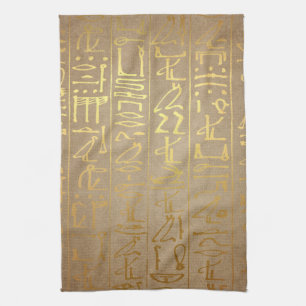 Vintages Goldägyptischer Hieroglyphen-Papier-Druck Küchentuch