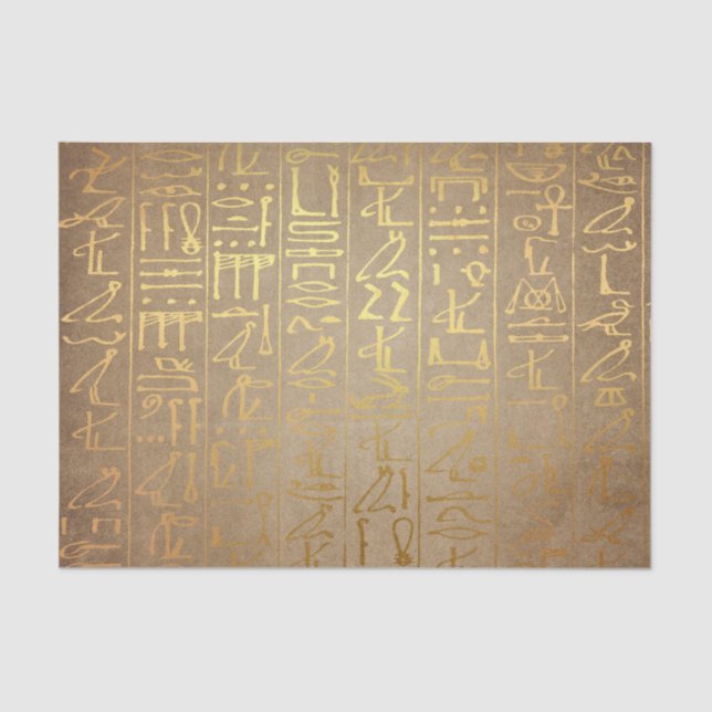 Vintages Goldägyptischer Hieroglyphen-Papier-Druck Seidenpapier (Vorderseite)