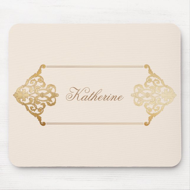 Vintages Golddekorationsmonogramm Mousepad (Vorne)
