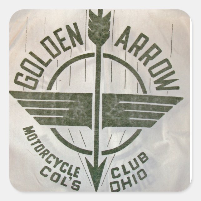 Vintages Golden Arrow-Motorrad-Logo Quadratischer Aufkleber (Vorderseite)