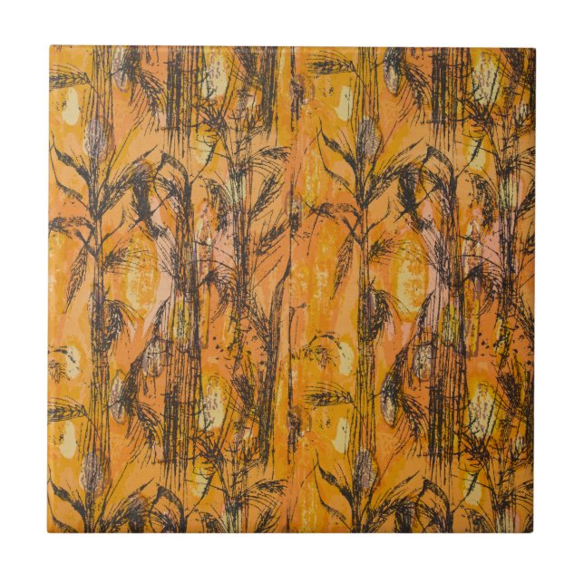 Vintages Golden Harvest Textile Muster Fliese (Vorderseite)