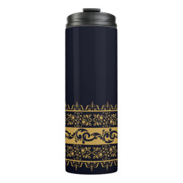 Vintages Golden Indian Blockprint Muster Thermosbecher